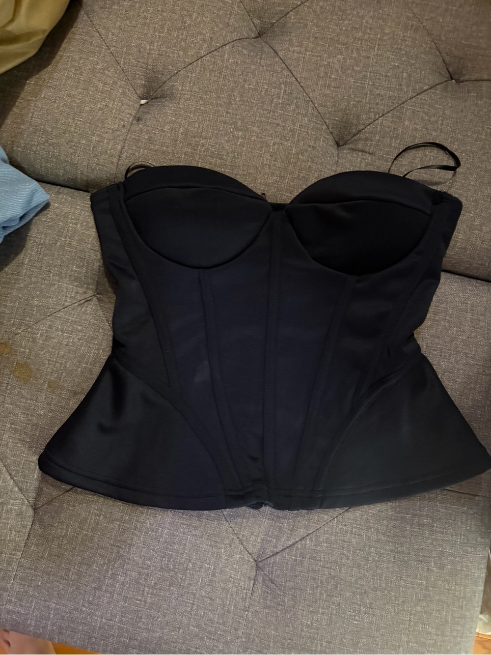 Black Strapless Corset Crop Top - Women